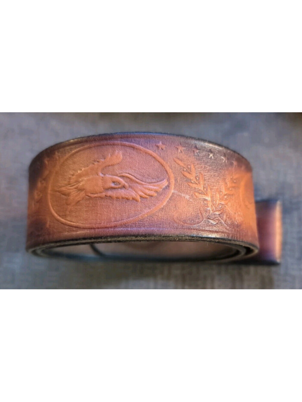 Vintage Tooled Leather Belt Strap Flying Mallard Duck Wildlife 44.5 X 1.75 View 5